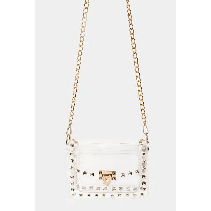 Metallic Studded Clear Handbag