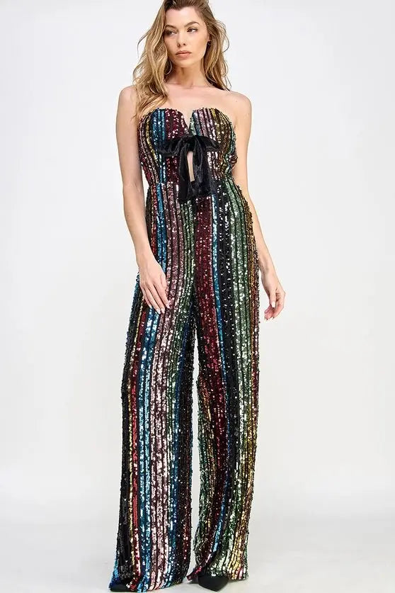 Don't Start Now Multi Sequin Jumpsuit Sweet Lemon