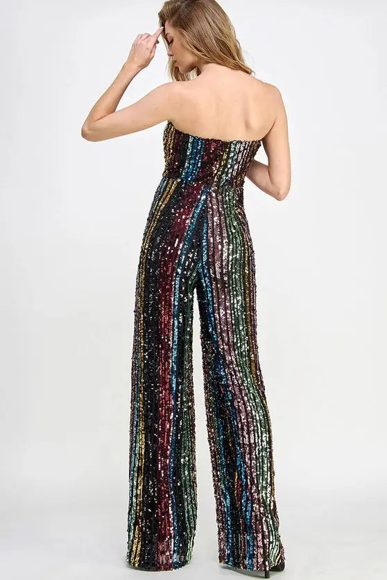 Don't Start Now Multi Sequin Jumpsuit Sweet Lemon