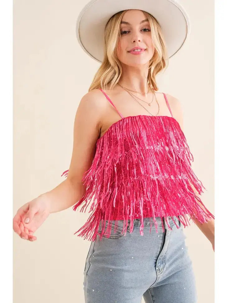 Party Perfect Sequin Tiered Cami Blue B