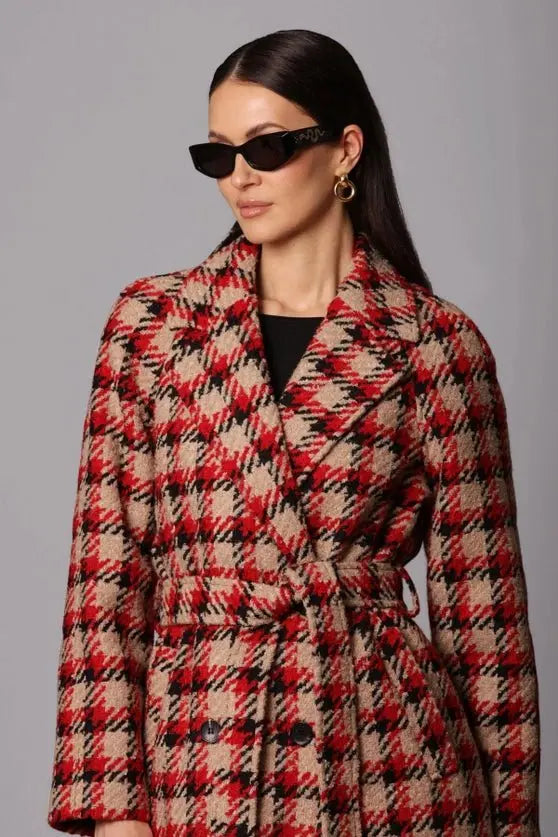 'Tis The Damn Season Plaid Jacquard Belted Coat Avec Les Filles