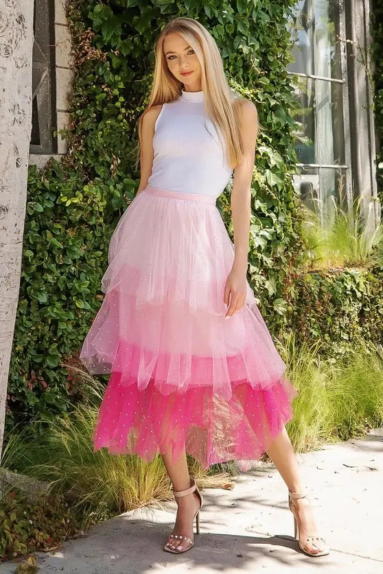 Heart Over Mind Tiered Tulle Midi Skirt Strut & Bolt