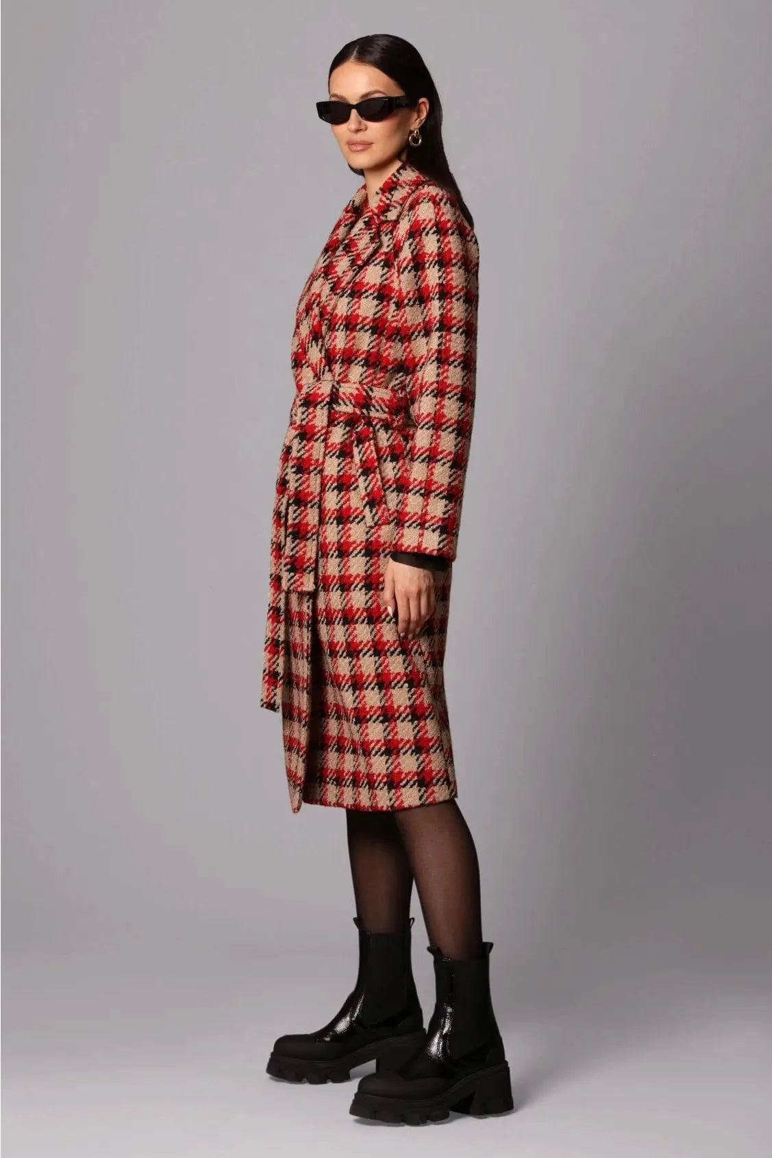 'Tis The Damn Season Plaid Jacquard Belted Coat Avec Les Filles