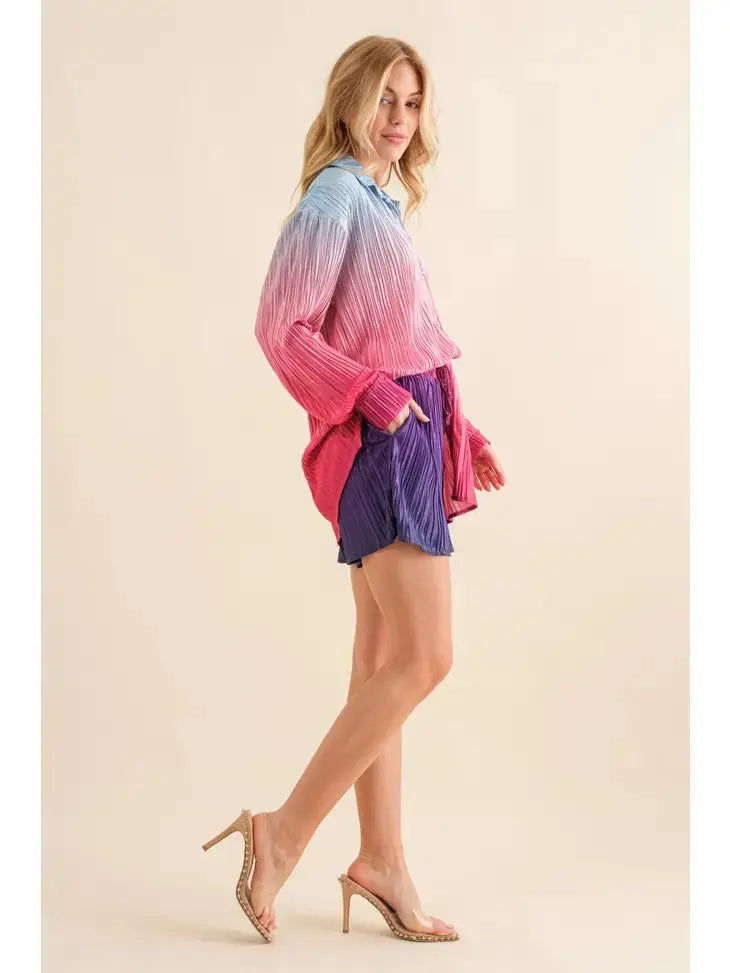 Now's The Time Ombre Shirt With Matching Shorts Blue B