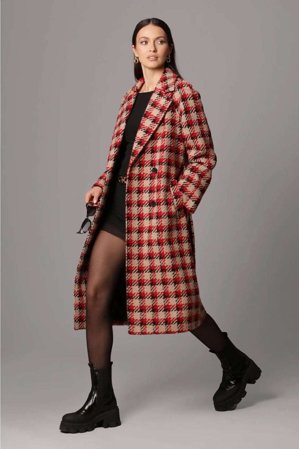 'Tis The Damn Season Plaid Jacquard Belted Coat Avec Les Filles