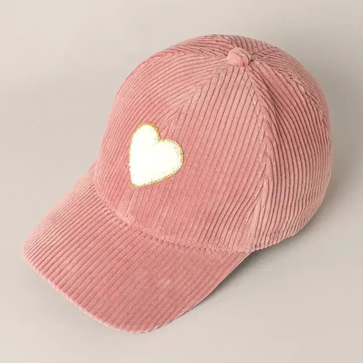 Brianna Heart Corduroy Cap Fashion City