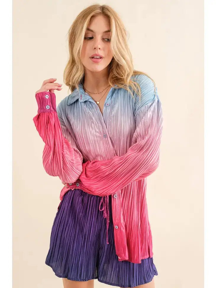 Now's The Time Ombre Shirt With Matching Shorts Blue B