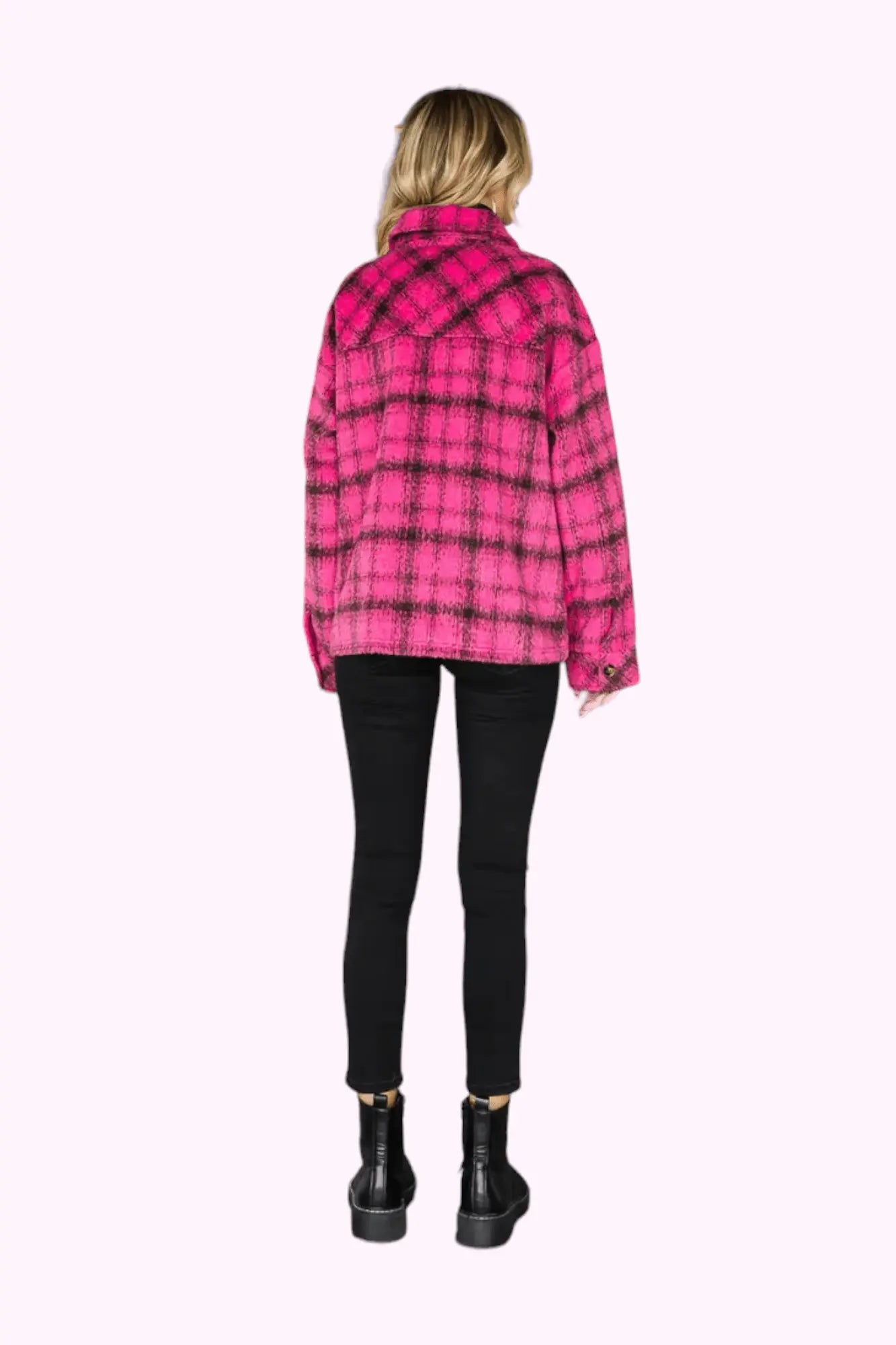 Berry Blessed Plaid Shacket Cotton Bleu