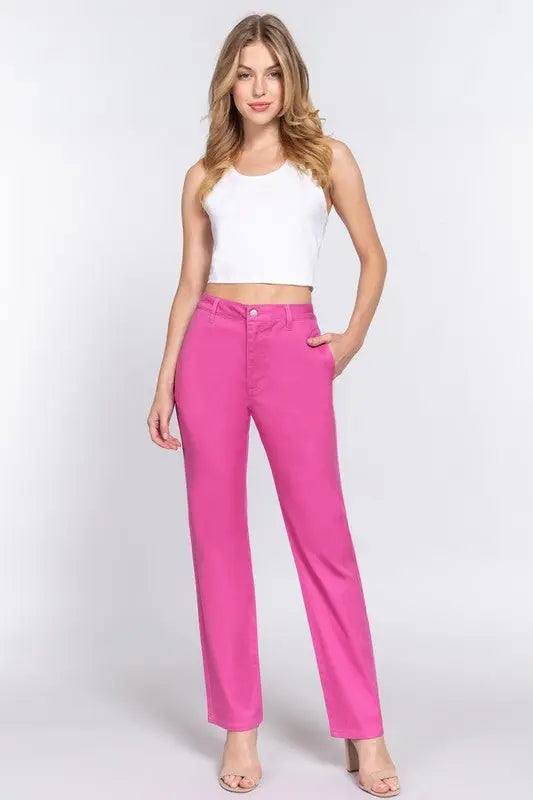 Thinking About You Straight Fit Twill Pants Active Basic