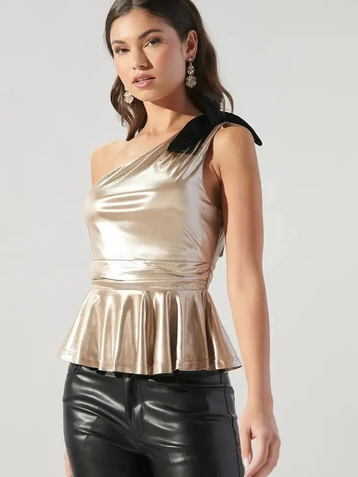Trying To Get To You One Shoulder Peplum Top Sugarlips