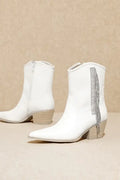 Layla White silver Fringe Booties Mi.iM
