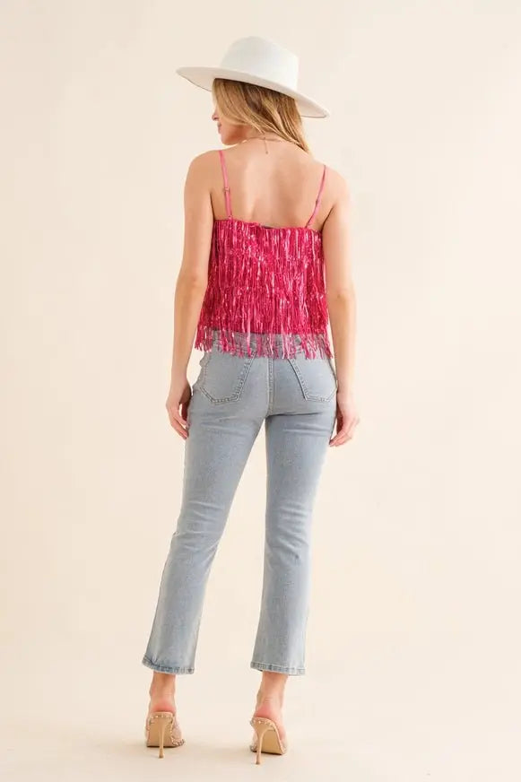 Party Perfect Sequin Tiered Cami Blue B