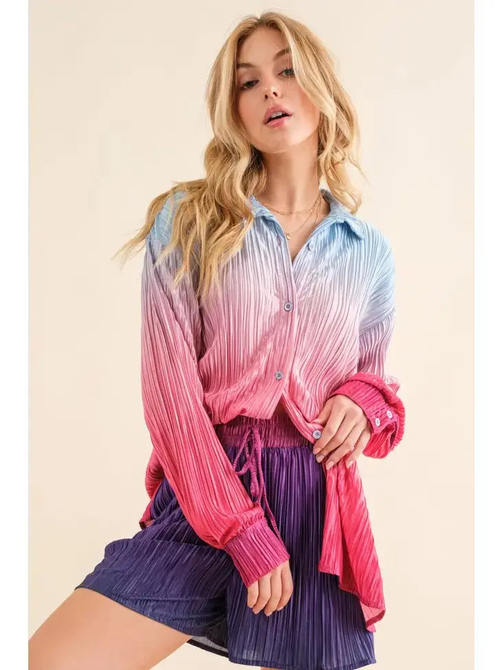 Now's The Time Ombre Shirt With Matching Shorts Blue B
