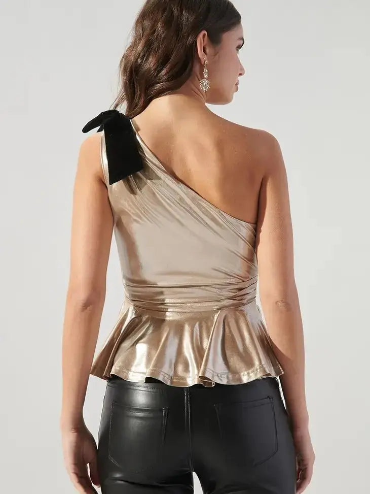 Trying To Get To You One Shoulder Peplum Top Sugarlips