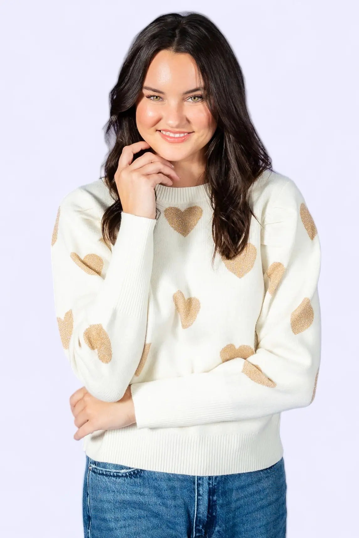 Make Me Feel Golden Heart Sweater Sugarlips