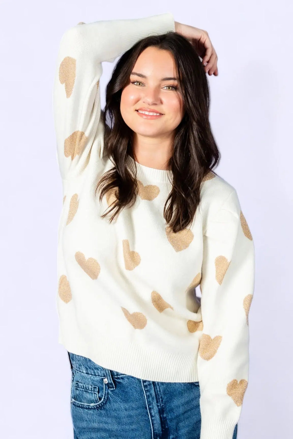 Make Me Feel Golden Heart Sweater Sugarlips