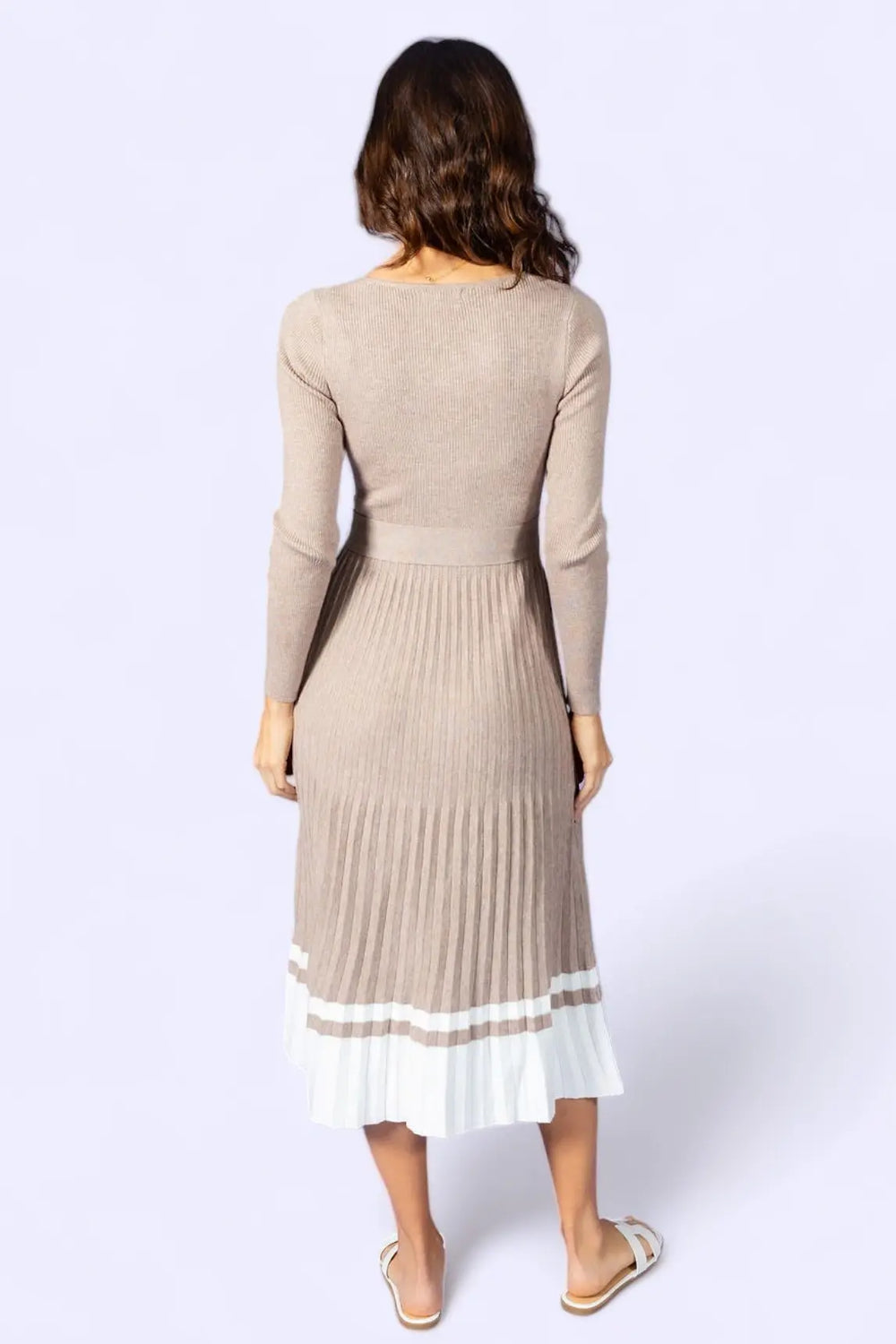 long sleeve pleated ribbed midi sweater dress Inspire CHIC Women's Long Sleeve Sweater Dress Crewneck Ribbed Knit Pleated A-Line Midi Dresses XL Wine Red, Black
