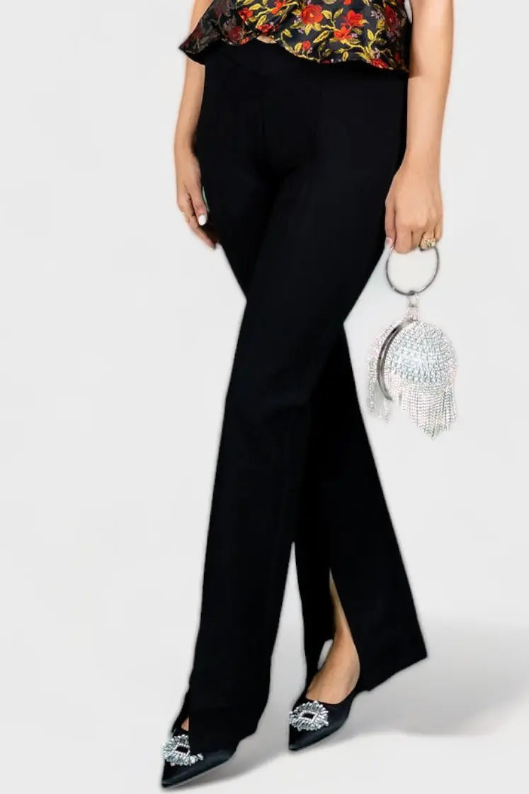 Lead From The Heart Low Rise V Shape Ponte Flare Pants Kan Can