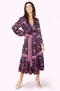 Live in the moment Floral Long Dress With Waist Belt Current Air