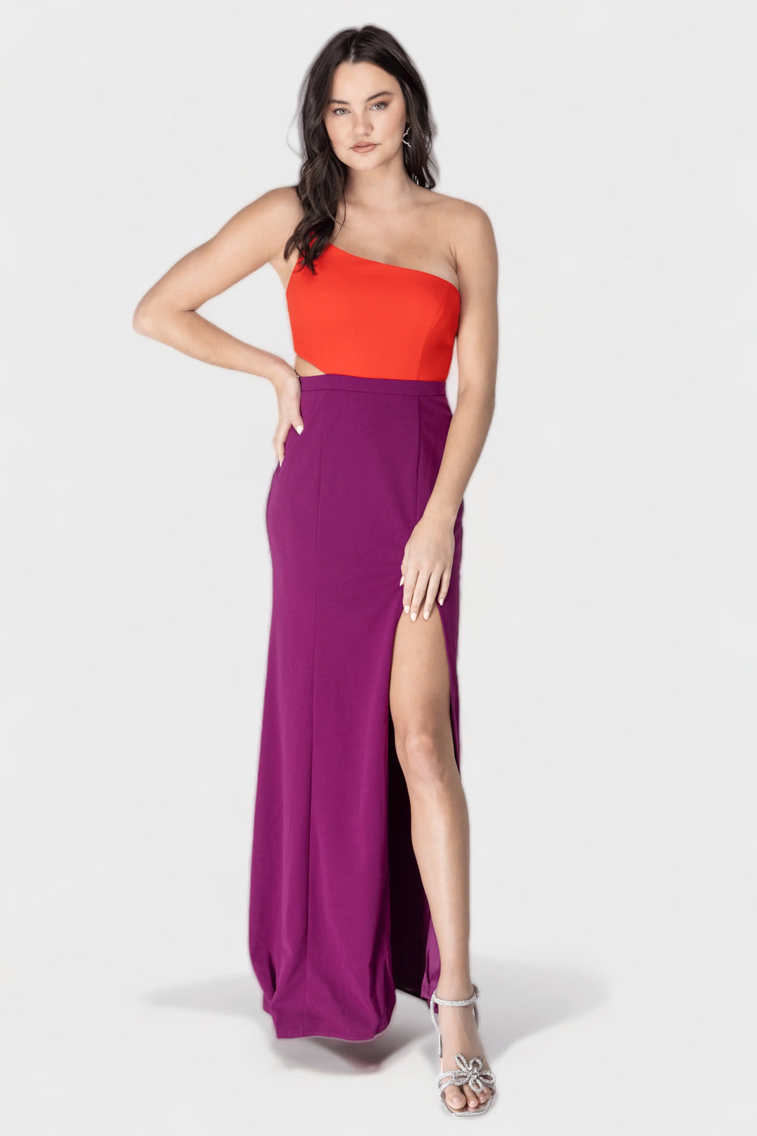 orange and purple color block dress Vintage Gucci Spring 2011 Orange & Purple Color -block Dress