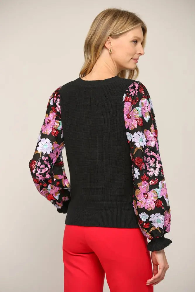 Right Next To You Sequin Sleeve Sweater FATE INC
