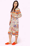 I Want It That Way Scarf Print Tie Waist Shirt Dress FATE INC
