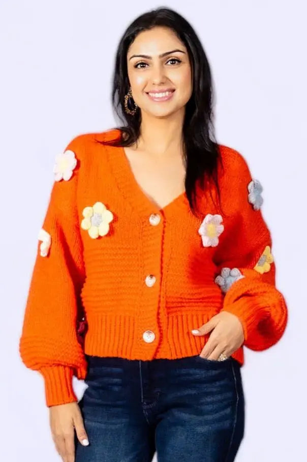 Where Daisies Bloom Floral Patched Cardigan ADORA LA
