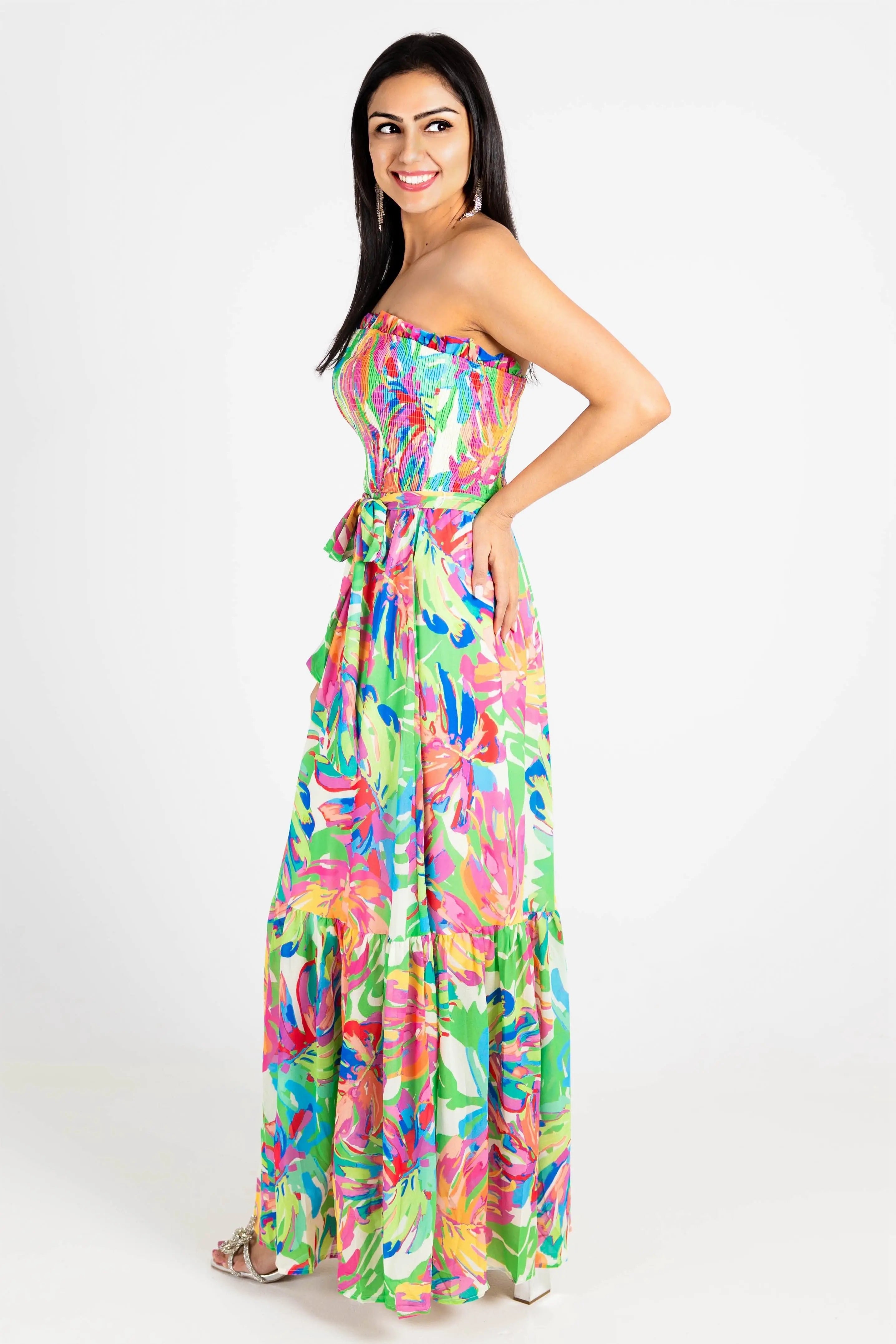 Vibrant Strapless Maxi Dress - Perfect for Every Occasion