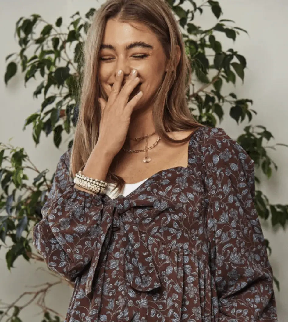 If I Loved You Tie Front Babydoll Long Sleeve Blouse Davi & Dani