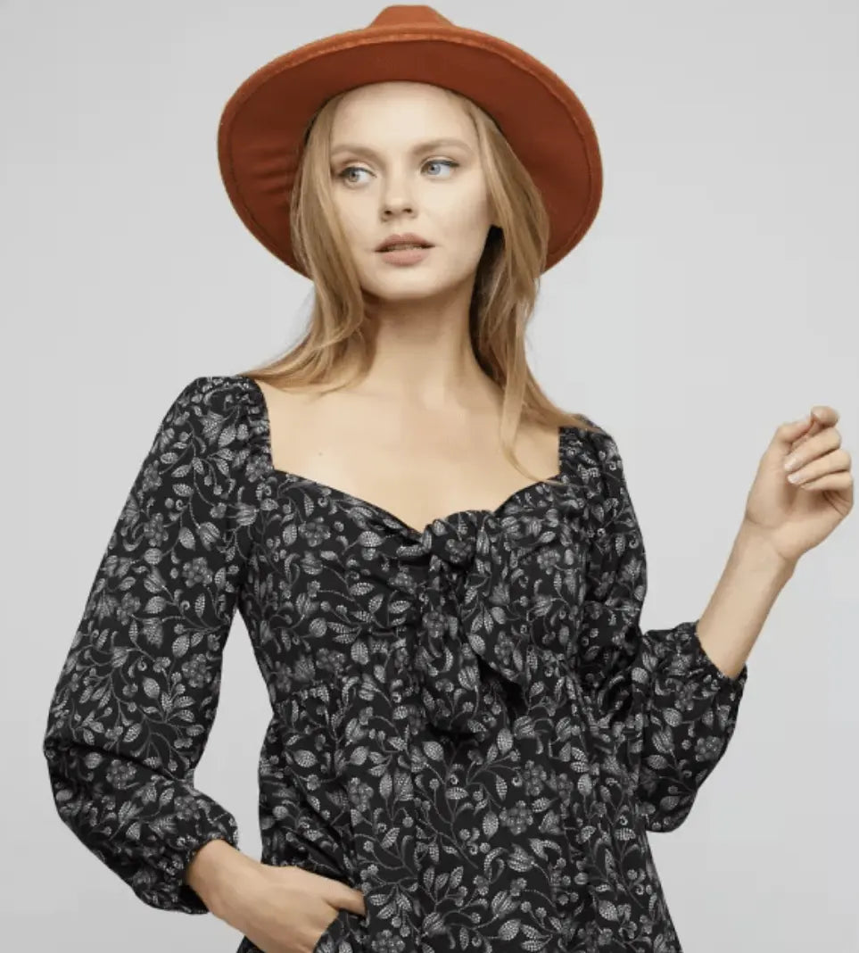 If I Loved You Tie Front Babydoll Long Sleeve Blouse Davi & Dani