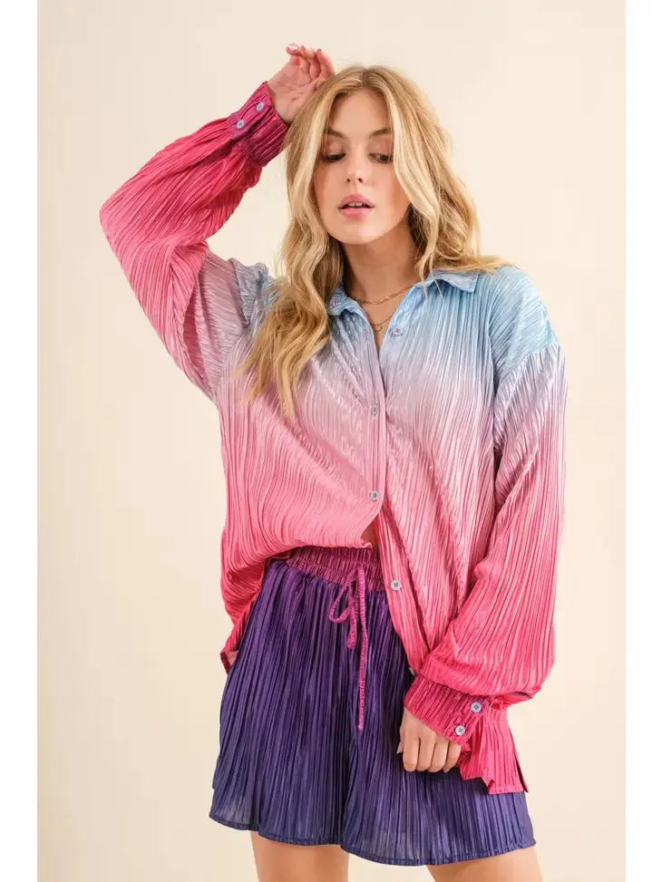 Now's The Time Ombre Shirt With Matching Shorts Blue B