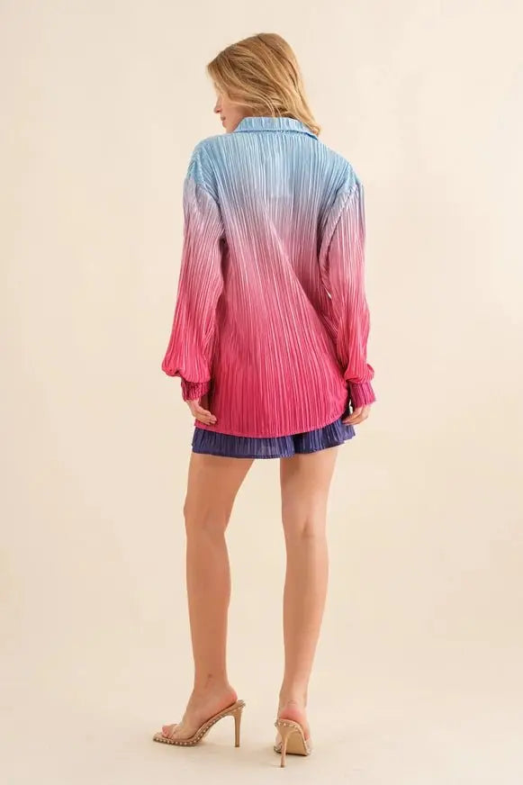 Now's The Time Ombre Shirt With Matching Shorts Blue B