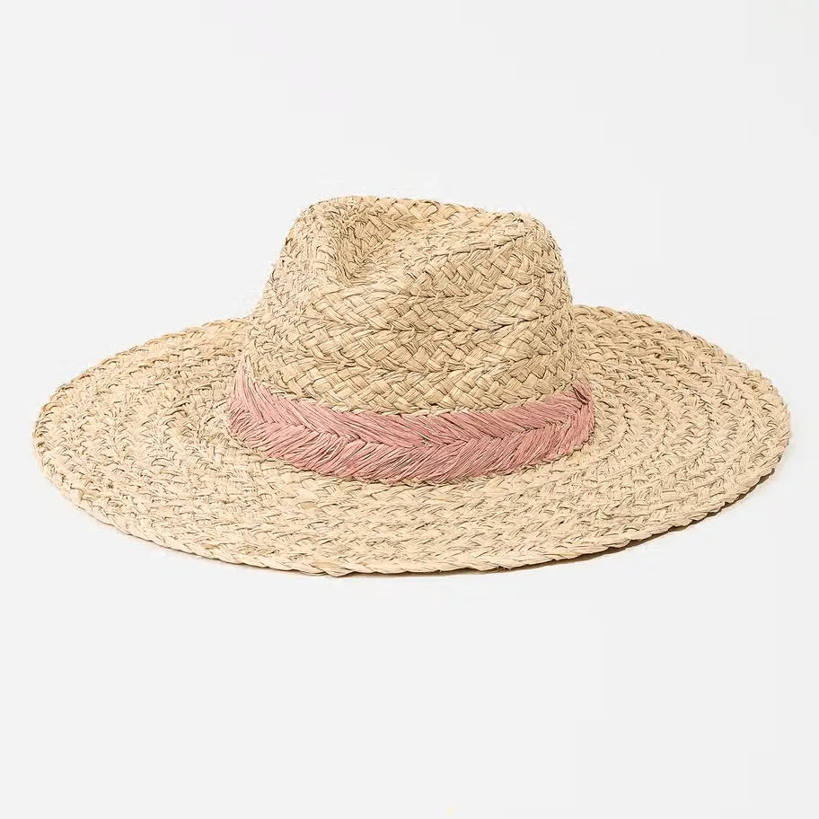 Lyla Braided Leaf Strap Straw Hat Collections by Fame Accessories