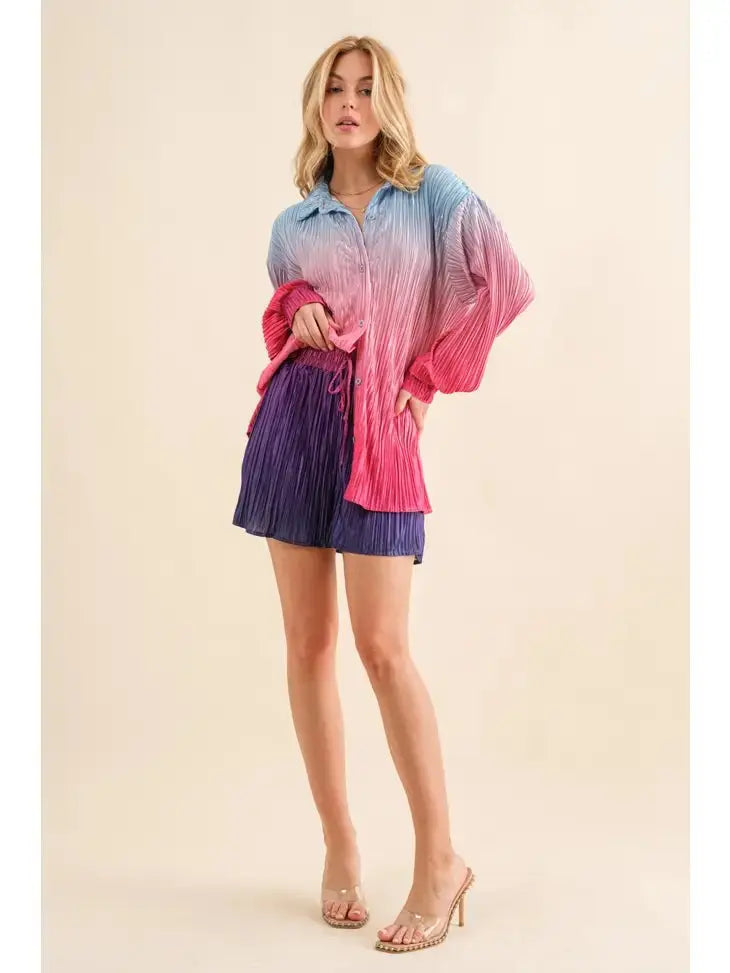 Now's The Time Ombre Shirt With Matching Shorts Blue B