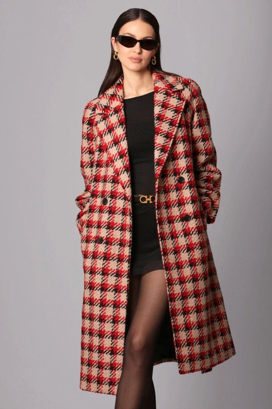 'Tis The Damn Season Plaid Jacquard Belted Coat