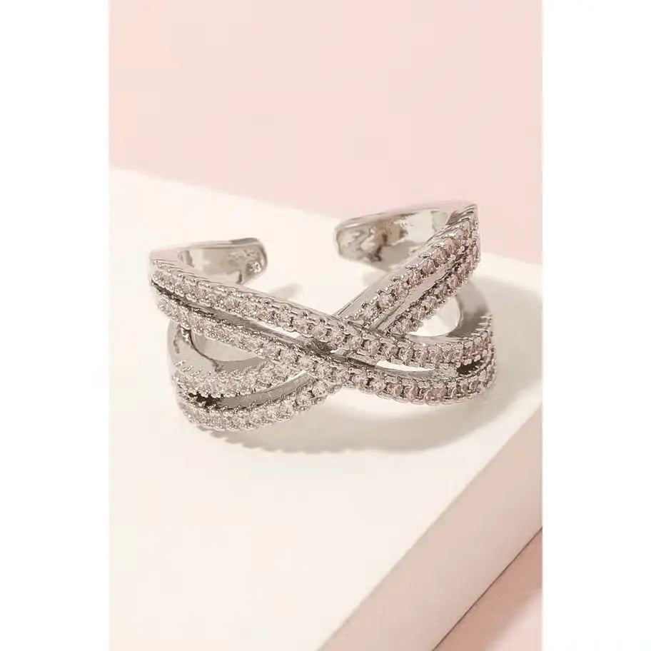 Pave X Shape Fashion Ring Anarchy Street