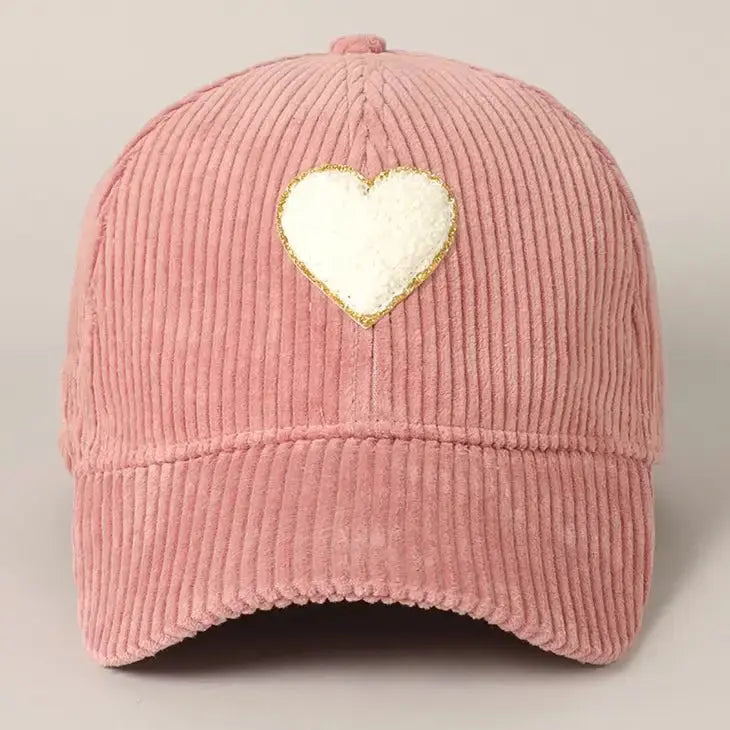 Brianna Heart Corduroy Cap Fashion City