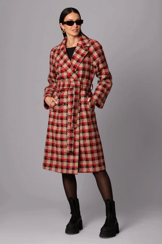 'Tis The Damn Season Plaid Jacquard Belted Coat