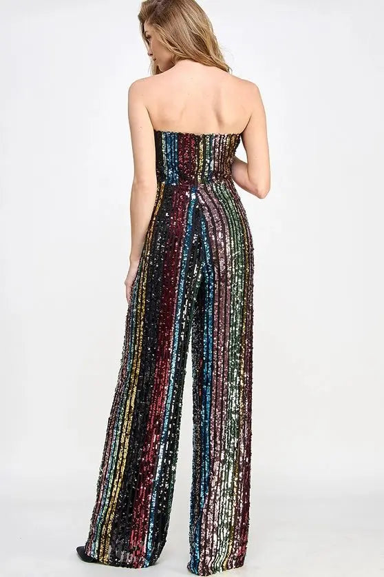 Don't Start Now Multi Sequin Jumpsuit Sweet Lemon